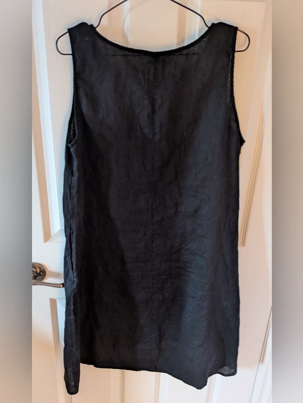 Women’s Black Sleeveless Tunic Top- Linen